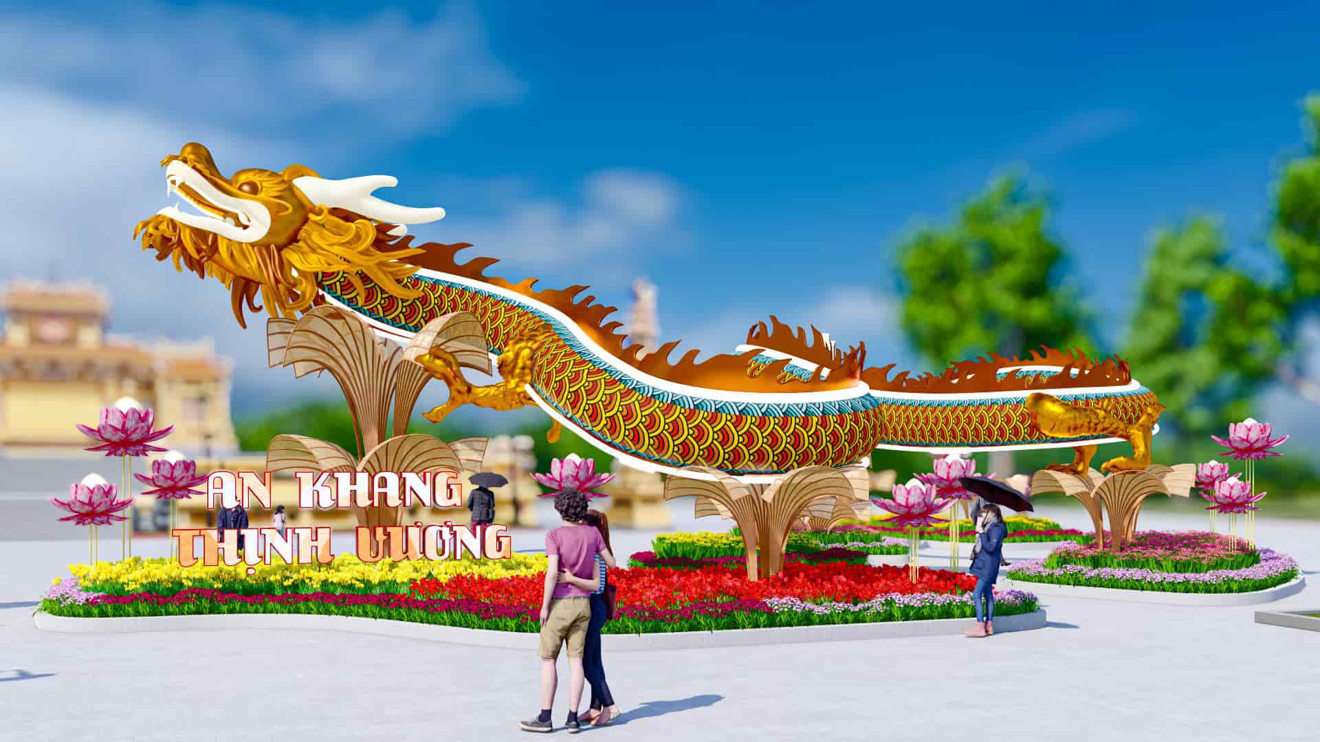 Bản thiết kế linh vật rồng dài 30 mét sẽ được trưng bày ở Huế. Ảnh: Tư liệu