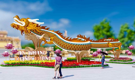 Bản thiết kế linh vật rồng dài 30 mét sẽ được trưng bày ở Huế. Ảnh: Tư liệu