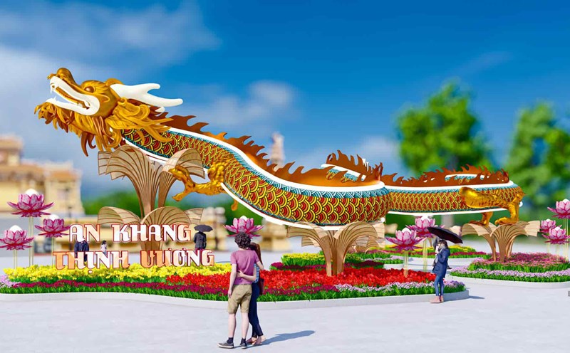 Bản thiết kế linh vật rồng dài 30 mét sẽ được trưng bày ở Huế. Ảnh: Tư liệu