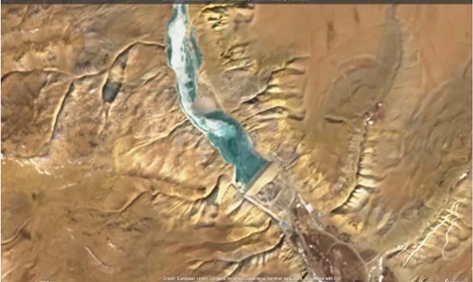 Con đập ở Burang, Tây Tạng, Trung Quốc qua ảnh vệ tinh ngày 18.1.2024. Ảnh: Sentinel Hub 
