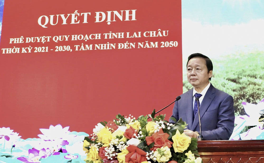 Phó Thủ tướng Trần Hồng Hà và đoàn công tác đã dự Hội nghị công bố Quy hoạch tỉnh Lai Châu thời kỳ 2021 - 2030, tầm nhìn đến năm 2050. Ảnh: Nguyễn Chanh