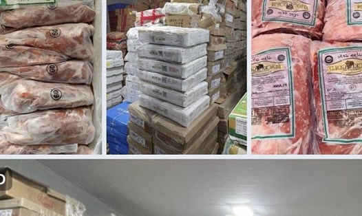 Công an tỉnh Đắk Nông kiểm tra, phát hiện, thu giữ gần 2.200 kg thực phẩm đông lạnh không rõ nguồn gốc. Ảnh: Công an cung cấp
