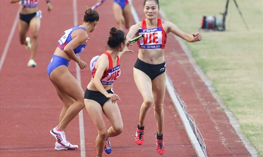 Đội tiếp sức 4x400m nữ của điền kinh Việt Nam nỗ lực cải thiện thành tích để tranh vé Olympic 2024. Ảnh: Thanh Vũ
