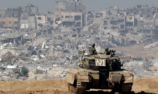 Một xe tăng của Israel ở khu vực biên giới Dải Gaza. Ảnh: AFP