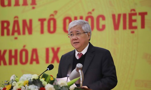 Chủ tịch Ủy ban Trung ương Mặt trận Tổ quốc Việt Nam Đỗ Văn Chiến phát biểu hội nghị. Ảnh: Phạm Đông
