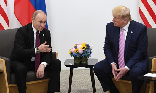 Tổng thống Nga Vladimir Putin và Tổng thống Mỹ Donald Trump gặp song phương tại hội nghị thượng đỉnh G20 ở Osaka, Nhật Bản, ngày 28.6.2019. Ảnh: Sputnik