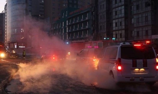 Vụ nổ xe tải chở LNG gây cháy lan rộng. Ảnh: Cơ quan Quản lý Khẩn cấp Mông Cổ