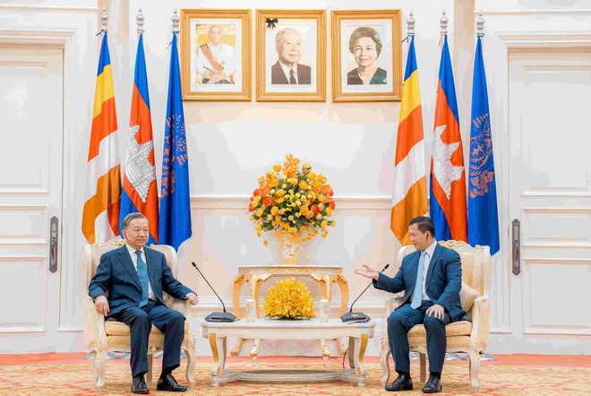 Thủ tướng Campuchia Hun Manet đánh giá cao kết quả hội đàm tốt đẹp giữa Bộ Nội vụ Campuchia và Bộ Công an Việt Nam. Ảnh: TTXVN