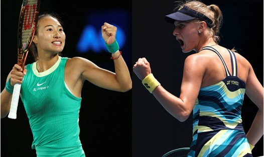 Hạt giống số 12, Zheng Qinwen (trái) và Dayana Yastremska - tay vợt vượt qua vòng loại, lần đầu đầu tiên vào bán kết Australian Open. Ảnh: Tennis Letter