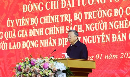Đại tướng Tô Lâm, Uỷ viên Bộ Chính trị, Bộ trưởng Bộ Công an phát biểu tại chương trình. Ảnh: Hà Anh