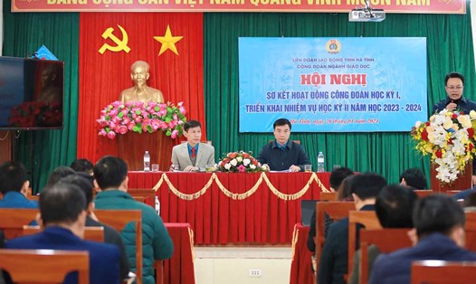 Hội nghị sơ kết hoạt động công đoàn học kỳ 1, triển khai nhiệm vụ học kỳ 2 của Công đoàn Giáo dục Hà Tĩnh. Ảnh: Lộc Hà.