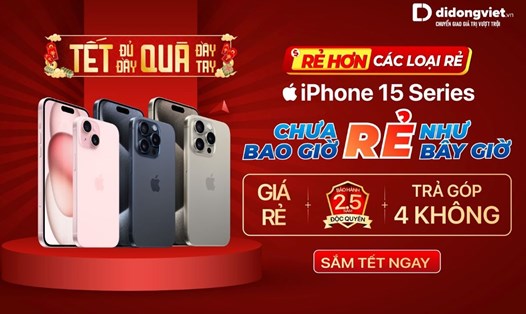 So với thời điểm tháng 11.2023 đến nay, tất cả model của iPhone 15 series đều được điều chỉnh giảm từ vài trăm nghìn tới vài triệu đồng tại Di Động Việt. Ảnh: Di Động Việt