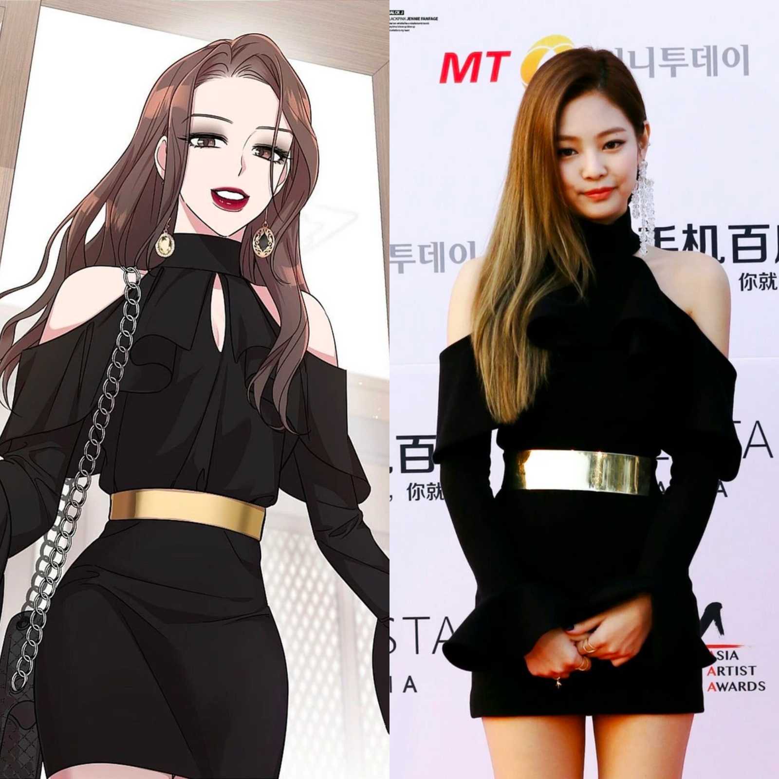 Trang phục của nhân vật Ji Won trong truyện gốc được cho là giống Jennie tại sự kiện AAA năm 2016. Ảnh: Chụp màn hình