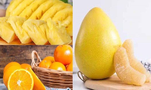Một số loại trái cây màu vàng giúp kiểm soát đường huyết. Đồ hoạ: Hạ Mây