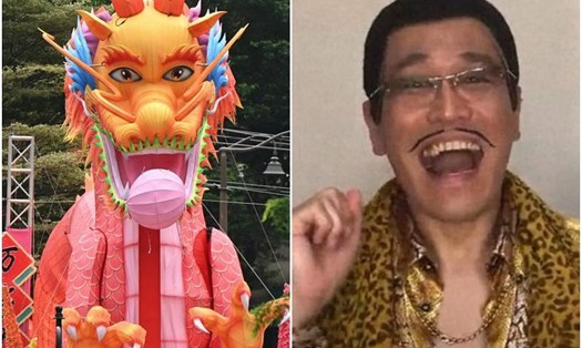 Tuy nhiên, ngay khi xuất hiện, đèn lồng hình rồng của Singapore khiến nhiều người bàn tán và nhận xét có phần giống diễn viên hài Nhật Bản Pikotaro, người hát ca khúc PPAP (Pen-Pineapple-Apple-Pen). Một số khác lại cho rằng đèn rồng nhìn như nhân vật hoạt hình Shrek. Ảnh: Desmond Wee, Alex Ang