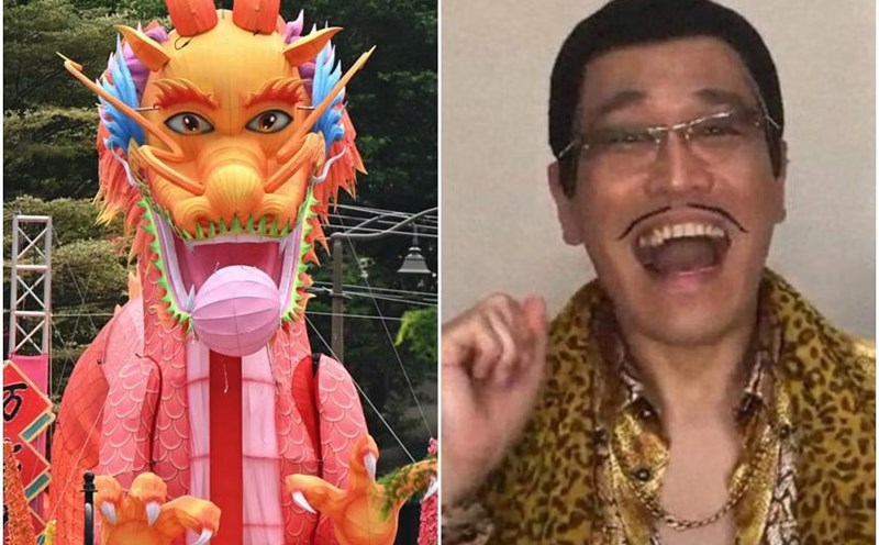 Tuy nhiên, ngay khi xuất hiện, đèn lồng hình rồng của Singapore khiến nhiều người bàn tán và nhận xét có phần giống diễn viên hài Nhật Bản Pikotaro, người hát ca khúc PPAP (Pen-Pineapple-Apple-Pen). Một số khác lại cho rằng đèn rồng nhìn như nhân vật hoạt hình Shrek. Ảnh: Desmond Wee, Alex Ang