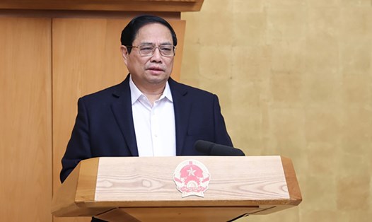 Ủy viên Bộ Chính trị, Thủ tướng Chính phủ Phạm Minh Chính chủ trì phiên họp Chính phủ chuyên đề xây dựng pháp luật tháng 1.2024. Ảnh: Nhật Bắc