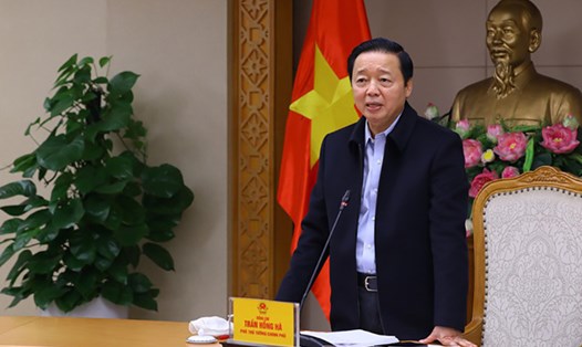 Phó Thủ tướng Chính phủ Trần Hồng Hà phát biểu chỉ đạo tại cuộc họp. Ảnh: VGP