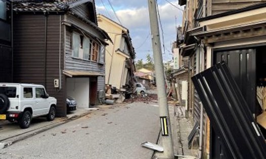 Khung cảnh ở Wajima, tỉnh Ishikawa, Nhật Bản, một trong những khu vực chịu ảnh hưởng nặng nề nhất tại trận động đất ngày 1.1.2024. Ảnh: Nhân vật cung cấp