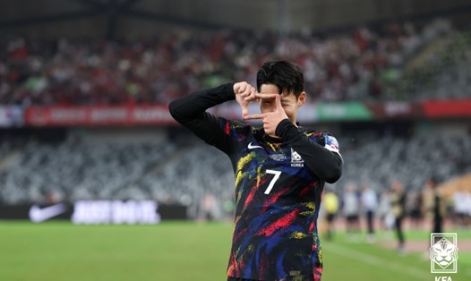 Son Heung-min sẽ lĩnh xướng hàng công của tuyển Hàn Quốc tại Asian Cup 2023. Ảnh: KFA