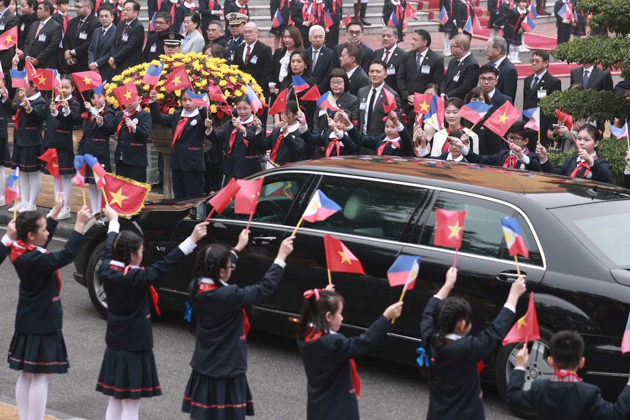 Lễ đón Tổng thống Philippines Ferdinand Romualdez Marcos Jr. tại Phủ Chủ tịch. Ảnh: Hải Nguyễn