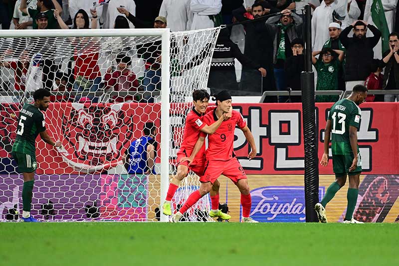 Tuyển Hàn Quốc ghi bàn gỡ hoà ở phút 90+9. Ảnh: AFC