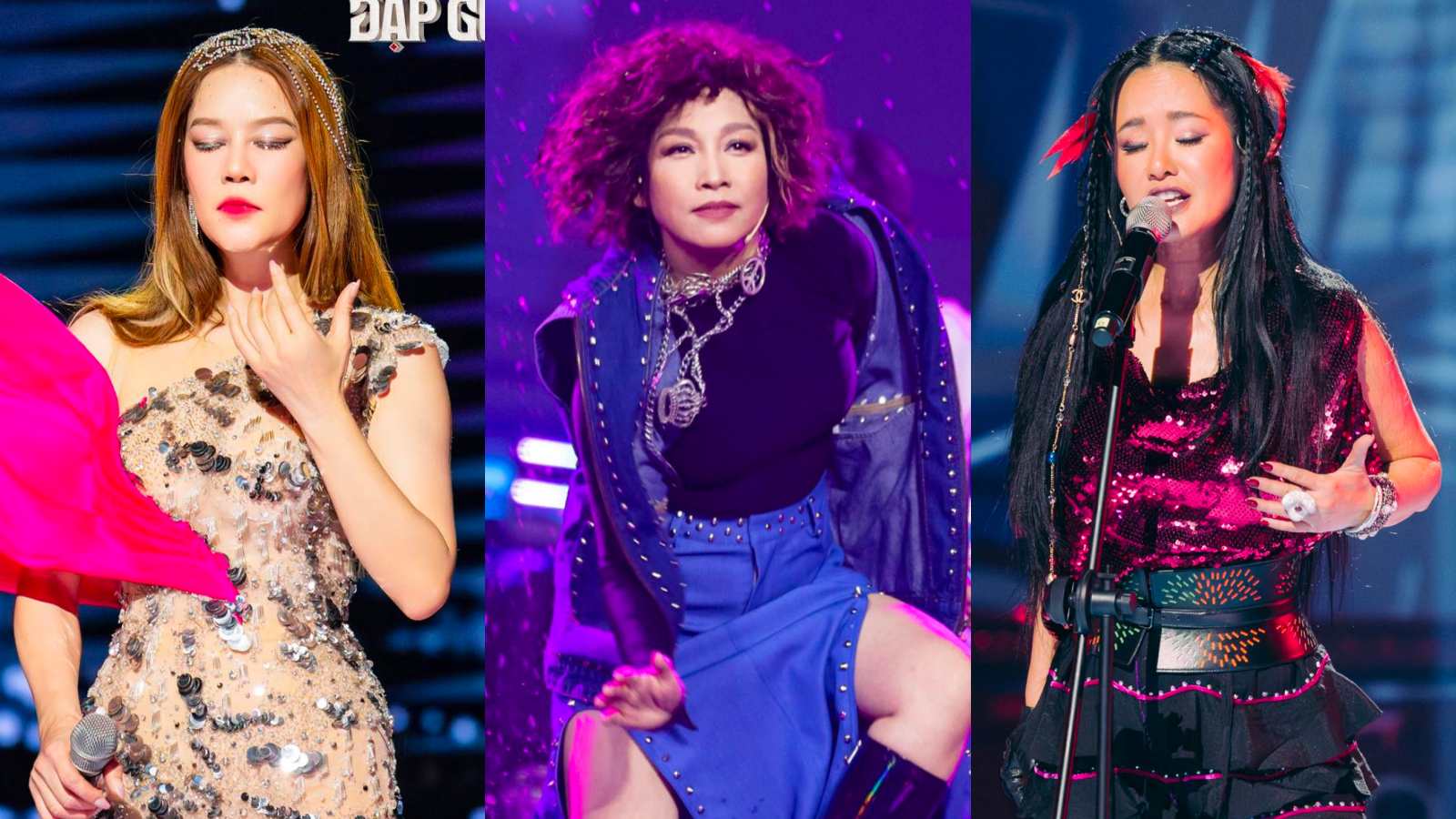 Thu Phương, Mỹ Linh và Hồng Nhung tại "Chị đẹp đạp gió rẽ sóng". Ảnh: Nhà sản xuất