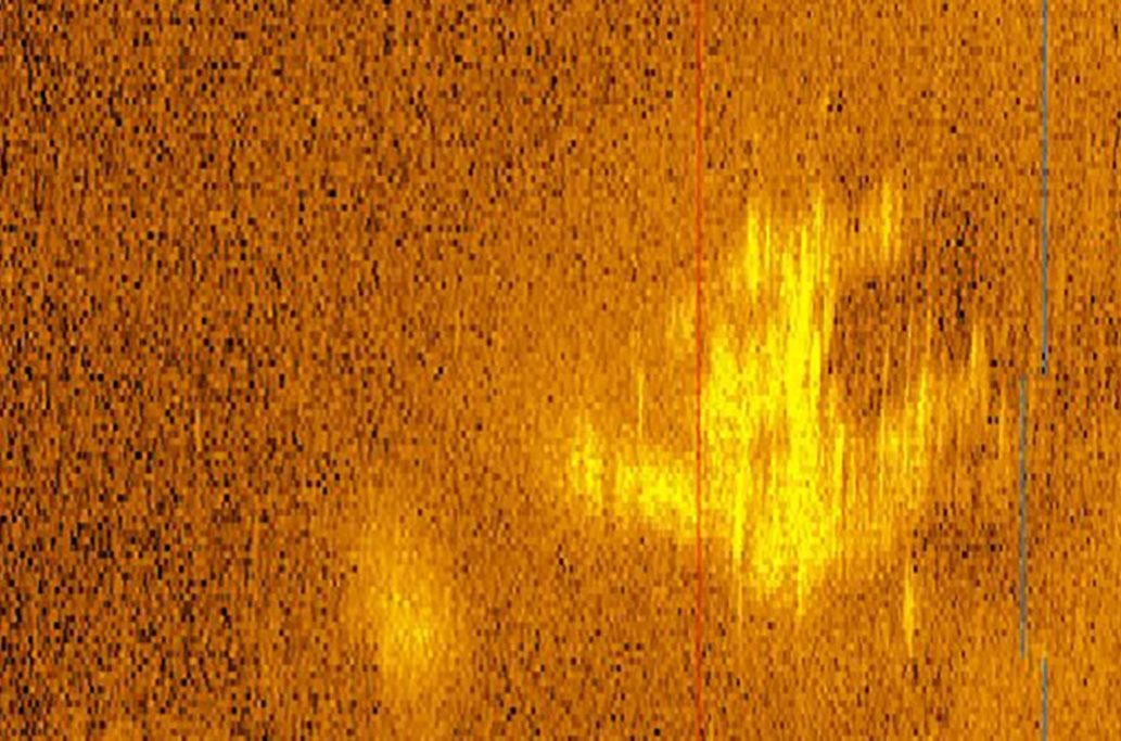 Sóng siêu âm phát hiện hình ảnh giống một chiếc máy bay ở dưới nước. Ảnh: Deep Sea Vision