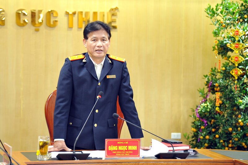 Phó Tổng cục trưởng Đặng Ngọc Minh ghi nhận kết quả công tác quản lý nợ thuế đã đóng góp vào kết quả chung của toàn ngành Thuế trong năm 2023. Ảnh: Tổng cục Thuế.  