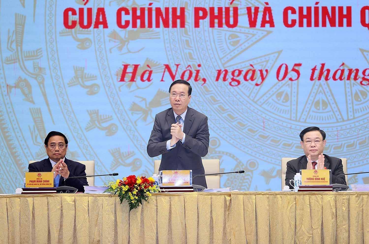 Chủ tịch nước Võ Văn Thưởng tham dự hội nghị. Ảnh: Dương Giang