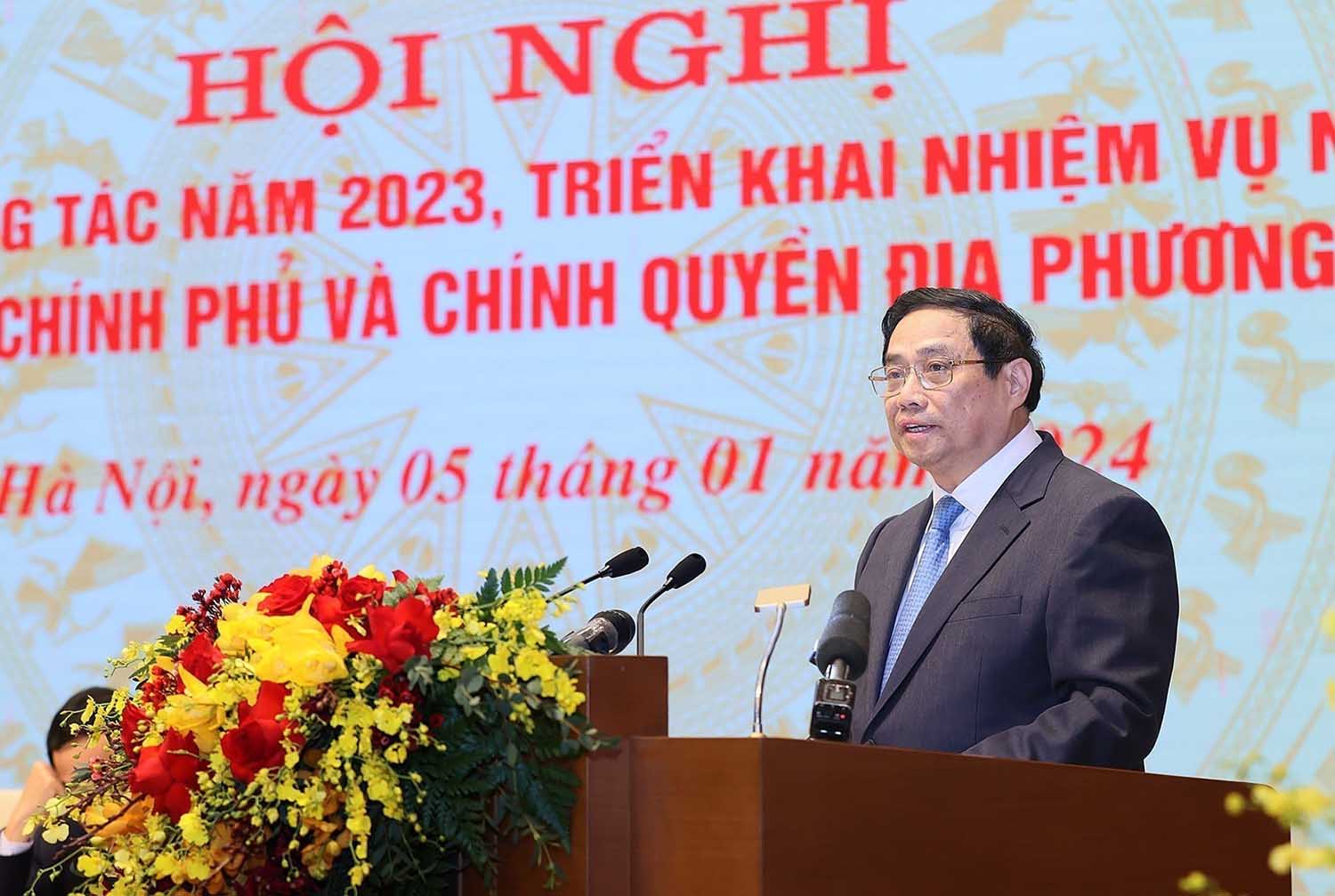Thủ tướng Phạm Minh Chính phát biểu khai mạc hội nghị. Ảnh: Dương Giang