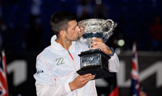 Novak Djokovic 10 lần vô địch Australian Open trong số 24 Grand Slam anh giành được. Ảnh: Tennis365