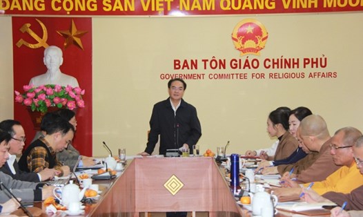 Thứ trưởng Bộ Nội vụ Vũ Chiến Thắng yêu cầu nghiêm khắc chấn chỉnh các hoạt động chùa Ba Vàng và Đại đức Thích Trúc Thái Minh. Ảnh: Ban Tôn giáo Chính phủ