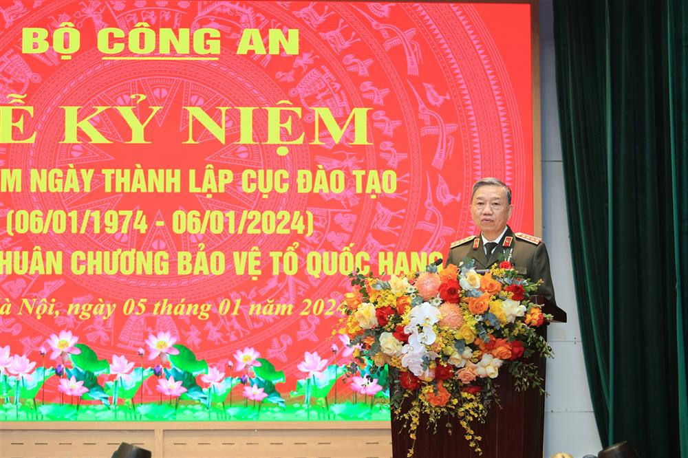 Bộ trưởng Bộ Công an Tô Lâm phát biểu tại Lễ kỷ niệm. Ảnh: Bộ Công an