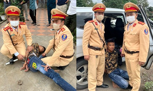 Lực lượng Cảnh sát giao thông khống chế, bắt giữ đối tượng vận chuyển ma túy từ nước bạn vào Việt Nam tiêu thụ. Ảnh: Cục CSGT