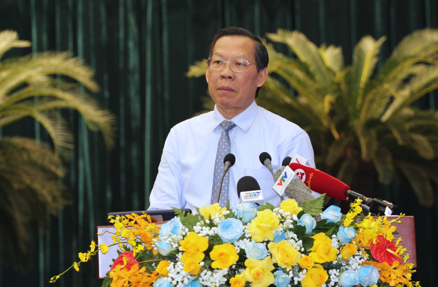 Chủ tịch UBND TPHCM Phan Văn Mãi phát biểu tại hội nghị.  Ảnh: Thành Nhân