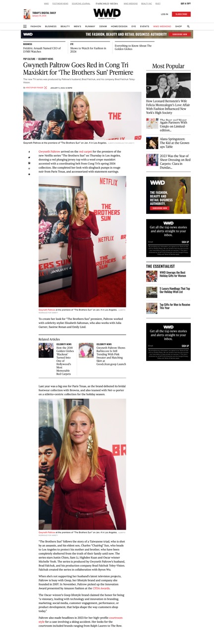 Gwyneth Paltrow được khen trên các tạp chí lớn. Ảnh: NVCC.