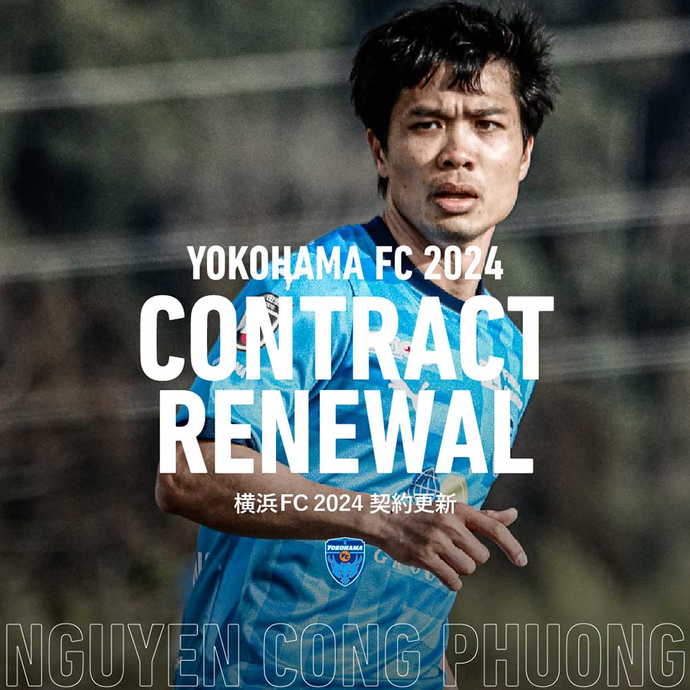 Thông báo gia hạn hợp đồng với Công Phượng của Yokohama FC. Ảnh: Yokohama FC