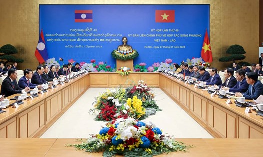 Quang cảnh Kỳ họp lần thứ 46 Ủy ban liên Chính phủ Việt Nam - Lào. Ảnh: VGP