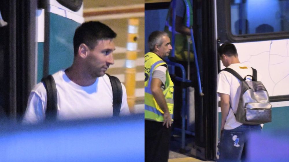 Tiền đạo Lionel Messi lên đường ra sân bay để trở về Mỹ. Ảnh: Ole  