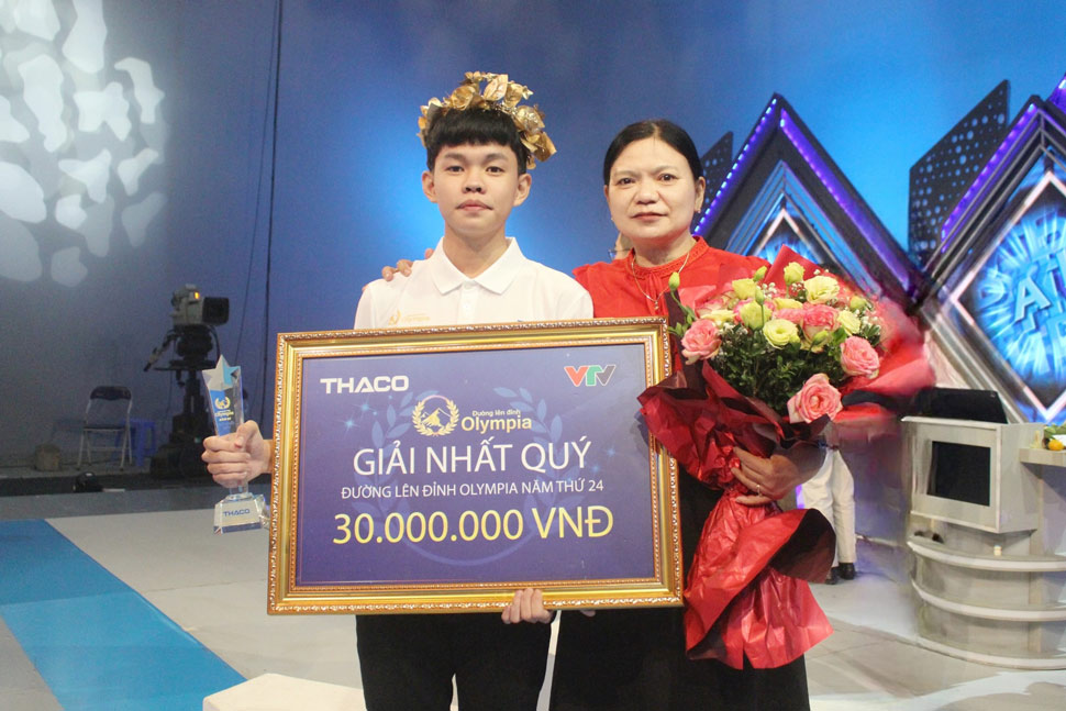 Trung Kiên giành được vòng nguyệt quế cuộc thi quý I Đường lên đỉnh Olympia năm thứ 24. Ảnh: Nhân vật cung cấp