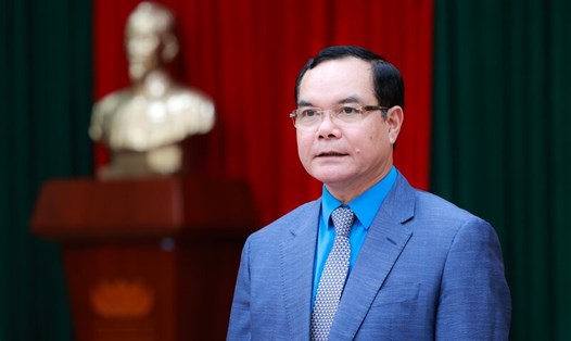 Chủ tịch Tổng Liên đoàn Lao động Việt Nam Nguyễn Đình Khang phát biểu tại buổi làm việc. Ảnh: Hải Nguyễn 