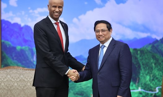 Thủ tướng Chính phủ Phạm Minh Chính và Bộ trưởng Phát triển quốc tế Canada Ahmed Hussen. Ảnh: VGP