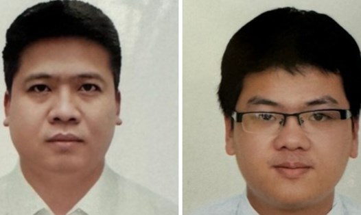 Chân dung 2 bị can Nguyễn Mạnh Tuế và Phan Văn Dương vừa bị PC03 Công an tỉnh Thái Bình khởi tố, bắt giam. Ảnh: Nam Hồng