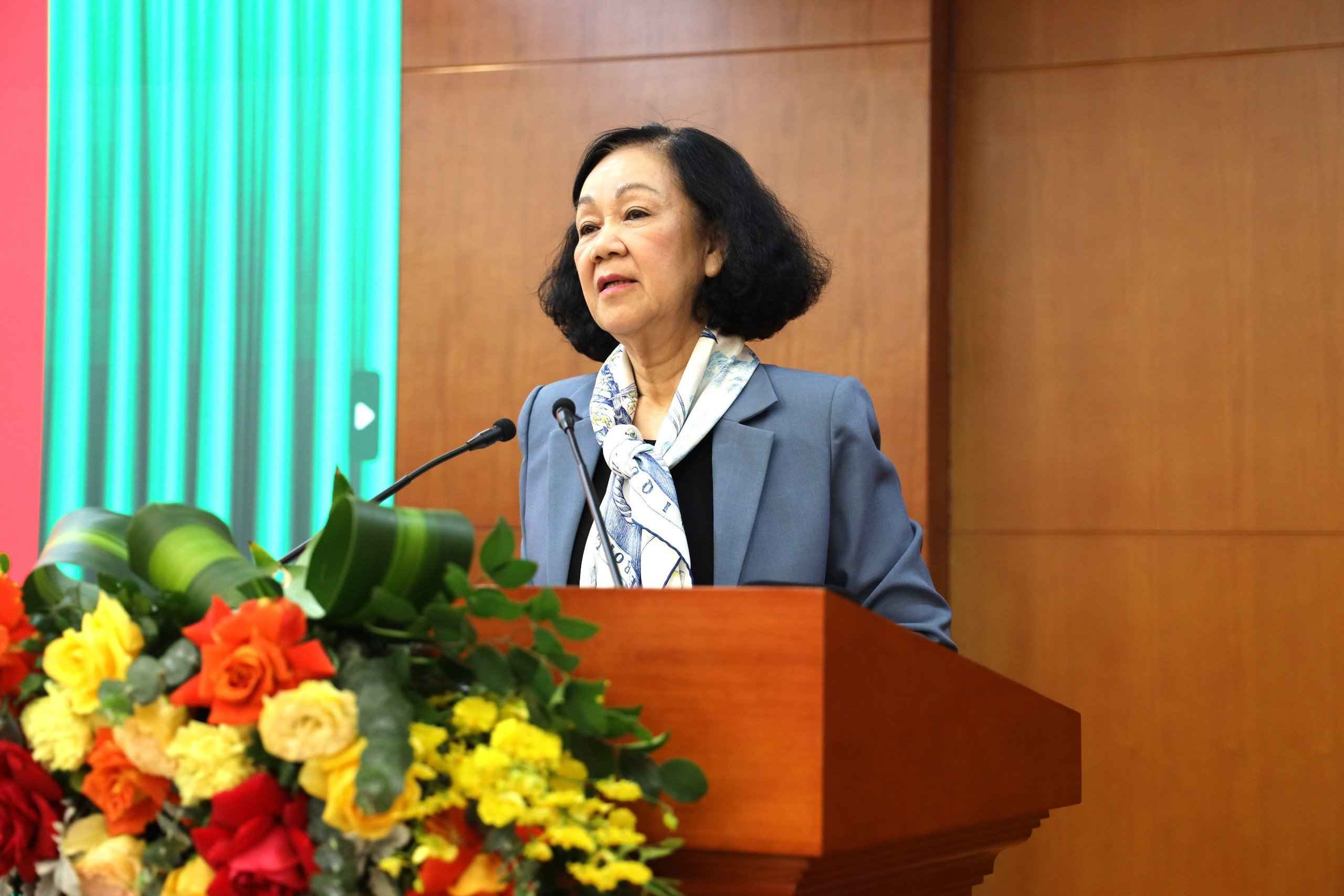 Bà Trương Thị Mai - Uỷ viên Bộ Chính trị, Thường Trực Ban Bí thư, Trưởng Ban Tổ chức Trung ương tham dự và chỉ đạo hội nghị. Ảnh: BKTTW