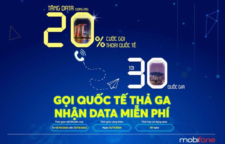 MobiFone danh tang khach hang phat sinh cuoc goi ra nuoc ngoai uu dai data.