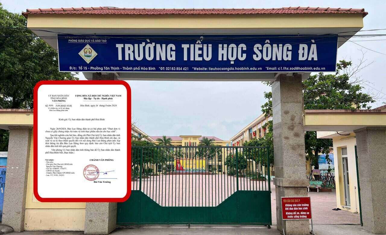 TP Hòa Bình báo cáo vụ trường thuê cơ sở thiếu chứng nhận ATVSTP. Ảnh: Minh Chuyên