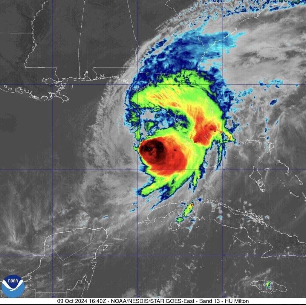 Ảnh vệ tinh bão Milton. Ảnh: NOAA