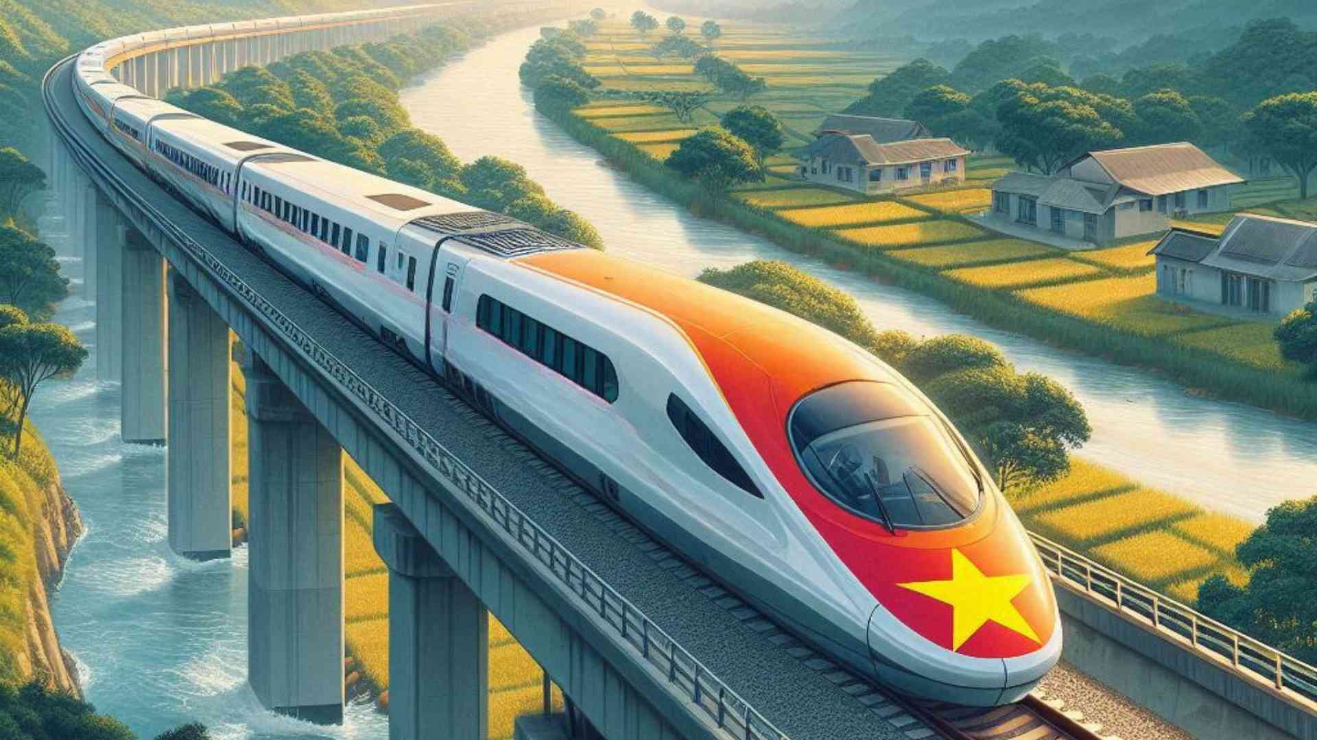 The future North-South high-speed railway. Illustration photo drawn by AI. By: Ngoc Diep