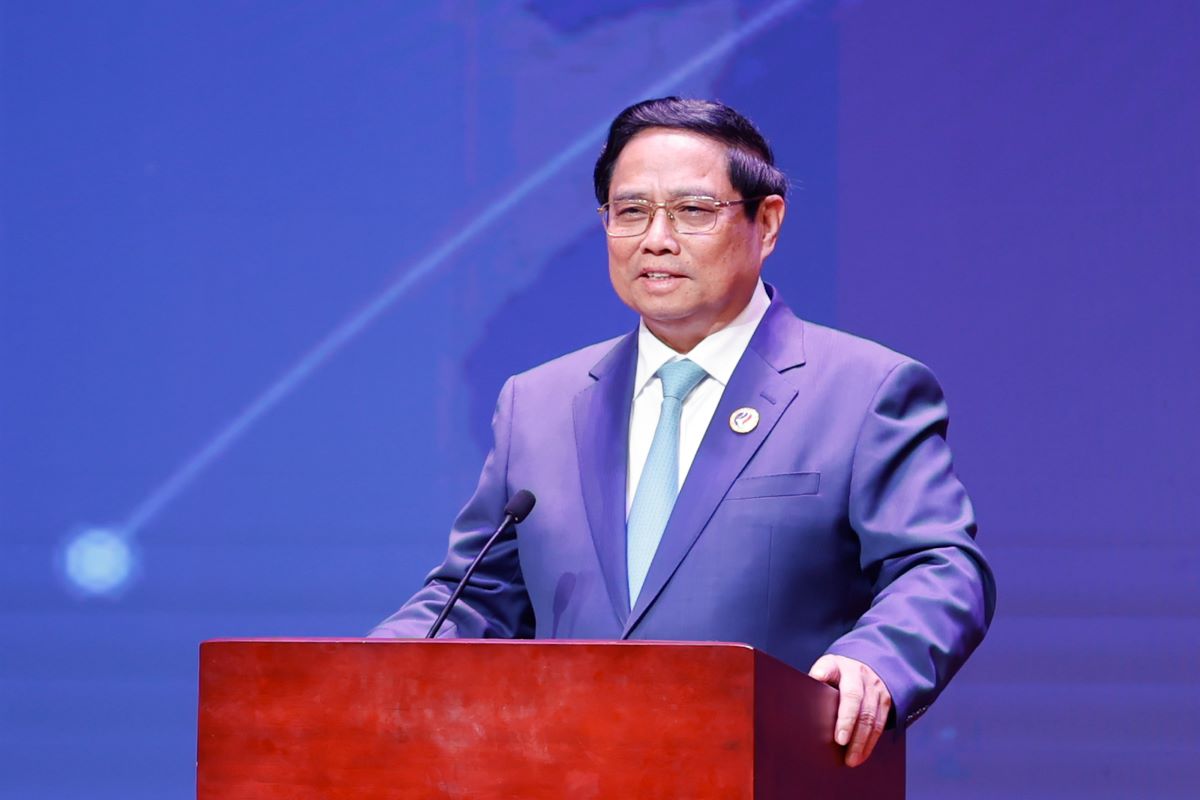 Prime Minister Pham Minh Chinh speaks at a special breakfast exchange between the three Prime Ministers of Vietnam - Laos - Cambodia with ASEAN BAC. Photo: VGP